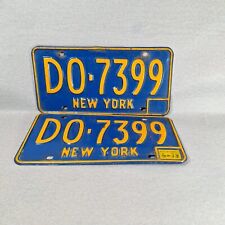1973 New York License Plate Pair Blue 1966-73 Series  #D0 7399 picture