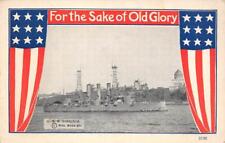 U.S.S. VIRGINIA Battleship Old Glory Military Patriotic c1910s Vintage Postcard picture