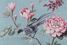 4 Drapes  COVINGTON JOYBIRD TOILE in  SPA BLUE ONE SET ONLY @ SALE PRICE picture