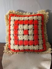 Lovely Vintage Handmade Crochet Pillow. picture