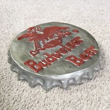Vintage 1960s BUDWEISER BEER Chalkware Bottle Cap Advertising Sign 9.5” - RARE picture