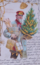 1905 Santa Claus Mailman Presents Vintage Christmas Postcard Germany picture