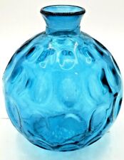 Vintage MCM Aqua Blue Italian Hobnail Empoli Blown Glass Decanter  picture