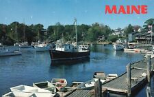 Postcard ME Ogunquit Maine Perkins Cove Harbor Chrome Antique Vintage PC e9474 picture