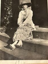 Antique Photo  Beautiful Young Woman Dress Hat White High Heels 1916 picture