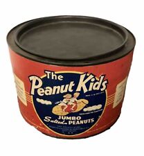 Vintage THE PEANUT KIDS Jumbo Salted Peanuts 3 LB METAL CAN TIN Colorful w/ Lid picture