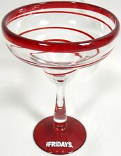 Hand Blown Margarita Glass TGI Fridays Red Swirl Ultimate Summer Large Giant picture