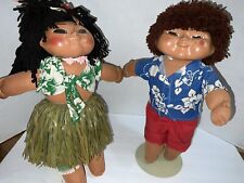 Pair Of 1985 And 1986 Doc Tatu Hawaiian Beach Babies Hula Doll Hawaiian W Stands picture