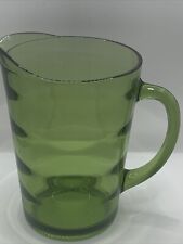 Vintage Very Heavy Olive  GREEN  Glass Drinking/Water Pitcher Large picture
