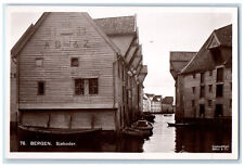 c1950's Boat Houses View Bergen Sjoboder Norway Vintage RPPC Photo Postcard picture