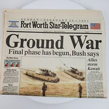 Vintage 1991 Fort Worth Star Telegram Ground War Final Phase January 24 picture