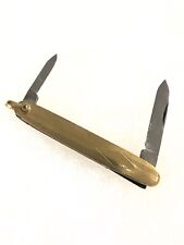 vintage pocket knife Two Blade Gold Brass Handle  picture