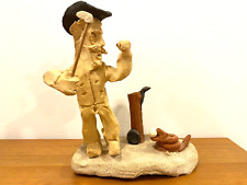 Vintage Angry Golfer Hand Made Clay Figurine Snake Artist Signed 6.5