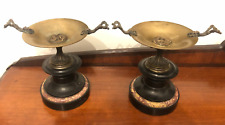 Jules Moigniez Antique Bronze & Marble Tazza Tray 19th Century France - Set of 2 picture