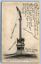 Postcard Indiana IN c.1910's Soldiers & Sailors Monument Mt. Vernon Y10 picture