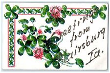 c1905's Greetings From Blairsburg Flowers Glitters Iowa Correspondence Postcard picture