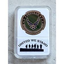 Military US Air Force Veteran USAF Challenge Coin 40mm With Case picture