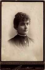 Victorian Woman Vignette Antique Cabinet Card Photo by Marton Illinois picture