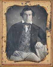 Gentleman With Patterned Waistcoat Plaid Trousers 1/4 Plate Daguerreotype S794 picture