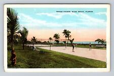 Miami Beach FL-Florida, Tennis Courts, Antique, Vintage Souvenir Postcard picture