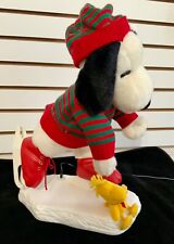 Vintage Snoopy Woodstock Christmas Holiday Animation Motion Large Skating 18x15” picture