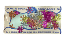 VINTAGE Christmas Stickers 70 Metal Bright Snow Drops Snowflakes NEW SEALED picture