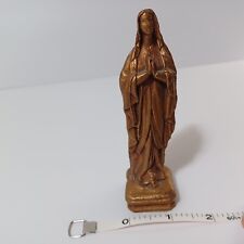 Vtg Virgin Mary Figurine Painted Gold Composite 4.75 Inch Tall picture