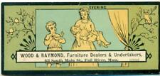 c1880s WOOD & RAYMOND Fall River MA FURNITURE & UNDERTAKER TRADE CARD, FUNERAL picture