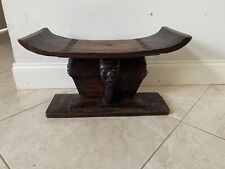 Vintage Ghana Ashanti Stool Wood Carved Three Faces 20x12x9 picture
