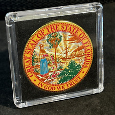 Great State of FLORIDA State Seal Colorized Collectible Challenge Coin W CASE picture