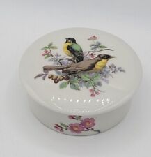 Vintage Limoges Round Porcelain Trinket Box Birds & Flowers France picture