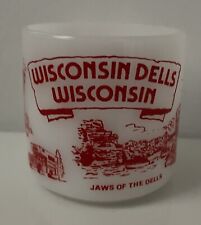 Vintage Federal Glass Wisconsin Dells Wisconsin Milk Glass Coffee Mug D Handle picture