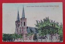 Salina, KS Kansas Sacred Heart Church and Parsonage DB PD 1909 Postcard A29 picture