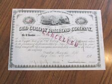1872 OLD COLONY RAILROAD Company stock certificate lot BK picture