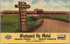Grand Forks, North Dakota Postcard WESTWARD HO MOTEL Highway 2 Linen c1950s picture