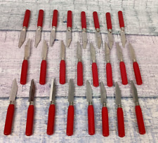 Lot of 24 - Vintage Red Wooden Handle Small Paring Knife Stainless Steel USA picture