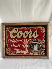 Vintage Adolph Coors Glass Picture With Wooden Frame. Golden Colorado Man Cave picture