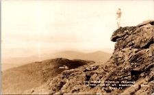 RPPC Mt Mansfield VT Highest Point Chin Man Standing On Edge photo postcard IP11 picture