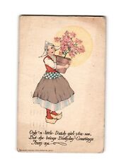 Vintage 1918 Tuck's Postcard 'Dutch Girl Birthday Greetings' Raphael Tuck & Sons picture