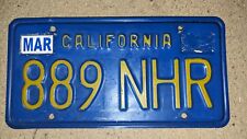 1970s California BLUE & YELLOW License Plate # 889 NHR picture