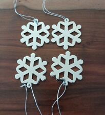 Vintage Snowflake Christmas Ornaments Shiny Silver CHROME Set Of 4 #3 picture