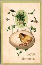 Easter Chicks Egg Anchor Birds Swallows Flying Ivy Embossed c1910s postcard P2 picture