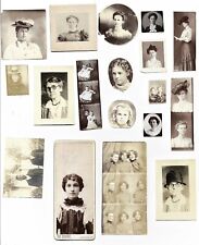 18 Small Vintage Old 1910 Photos of Victorian Era Women Girls Fancy Hats Dresses picture