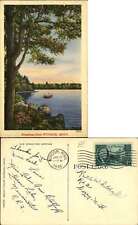 Greetings from Windom Minnesota MN canoe lake linen mailed 1946 old postcard picture