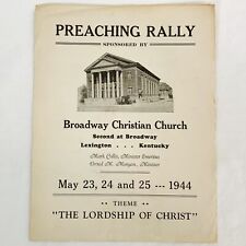 Vintage 1944 Lexington Ky Kentucky Broadway Christian Church Preaching Rally picture