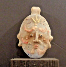 Vintage Chinese Handmade Handpainted Pottery Opera Mask Pendant Omulet picture