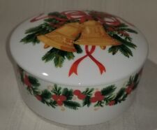 MiKasa BELLS OF HOLLY Christmas Trinket Box Candy Dish W/ Lid  Porcelain HK502  picture