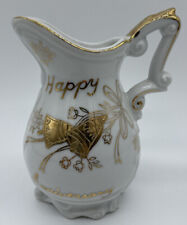 Vintage HAPPY ANNIVERSARY Applied Gold Norleans gold lined Pitcher Japan picture
