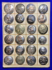 24 MIXED LOT BRITISH ANTIQUE SILVERPLATE 19th CENTURY LIVERY COAT BUTTONS CARD 1 picture