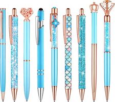 9 Pcs Ballpoint Pens Set for Women Metal Crystal Diamond Pen Glitter Black Ink P picture